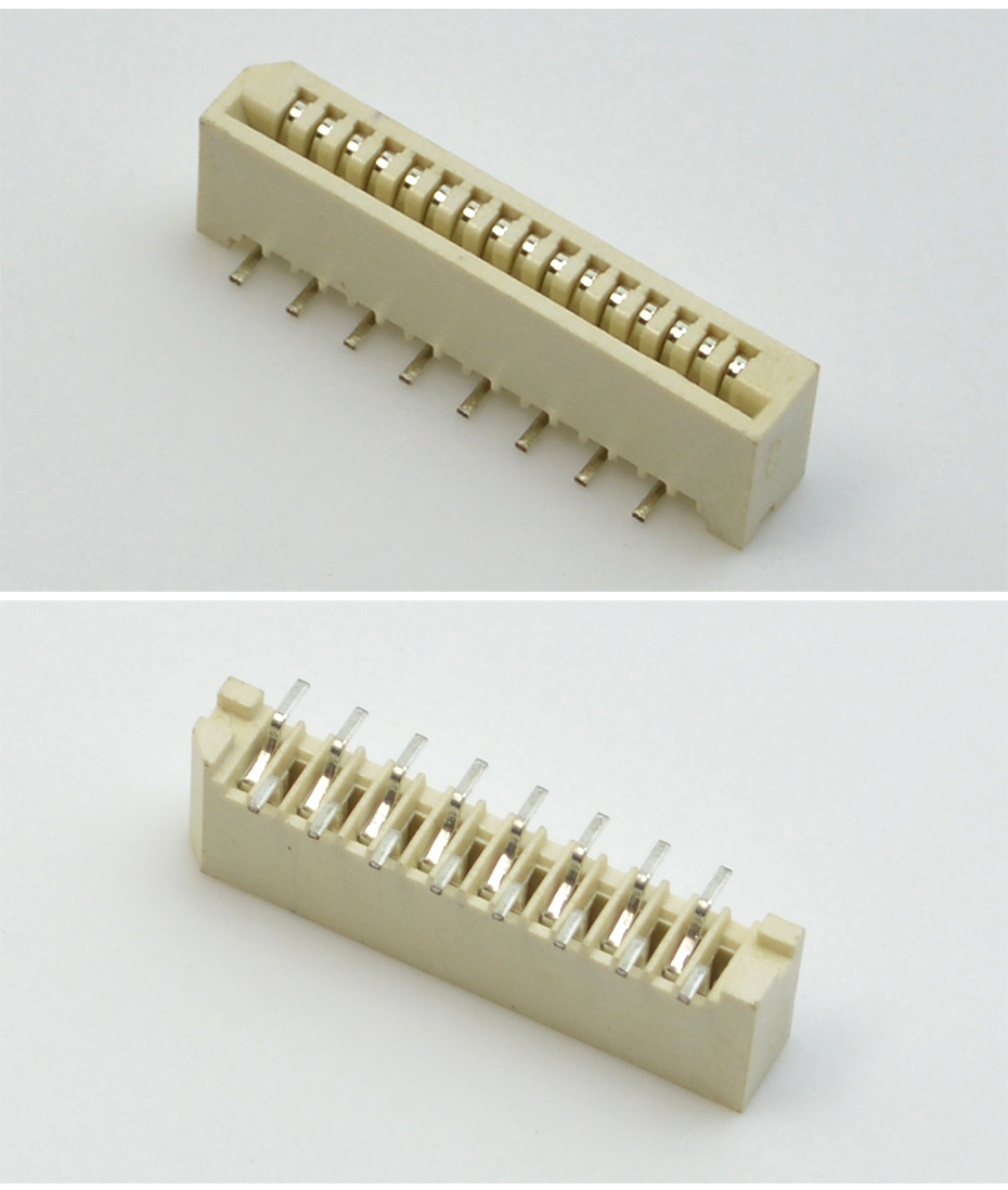 FPC插座 1.0mm间距20P 单面接直插 无锁扁平线连接器,宏利