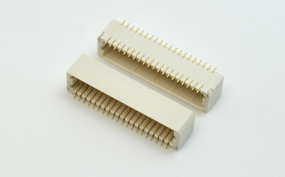 SHD插座1.0间距线对板立贴针座双排镀金端子连接器H5.5高