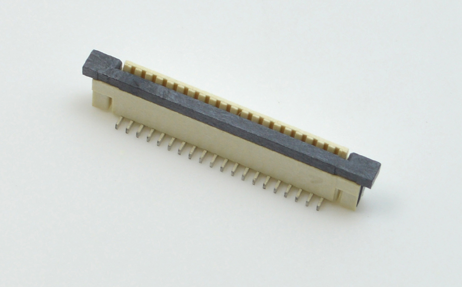 fpc连接器1.0mm间距H2.5厚立贴带锁 封装规格书图纸 型号尺寸图 在线下载