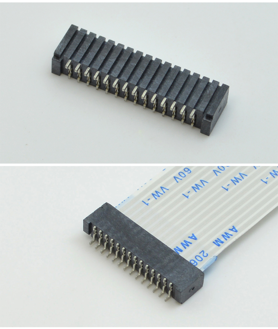 电子FPC插座 插件座子间距1.25mm14-28P双面接卧式贴片连接器,宏利