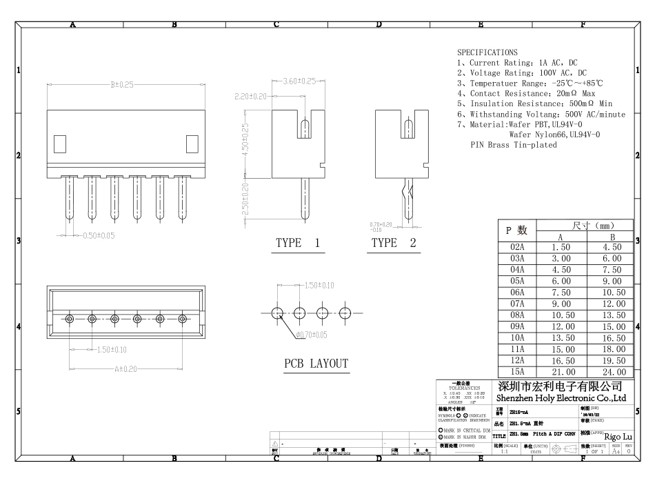 1.25mm间距MX直针高温插座耐针座接插件连接器直插式条形2-12Pin,宏利