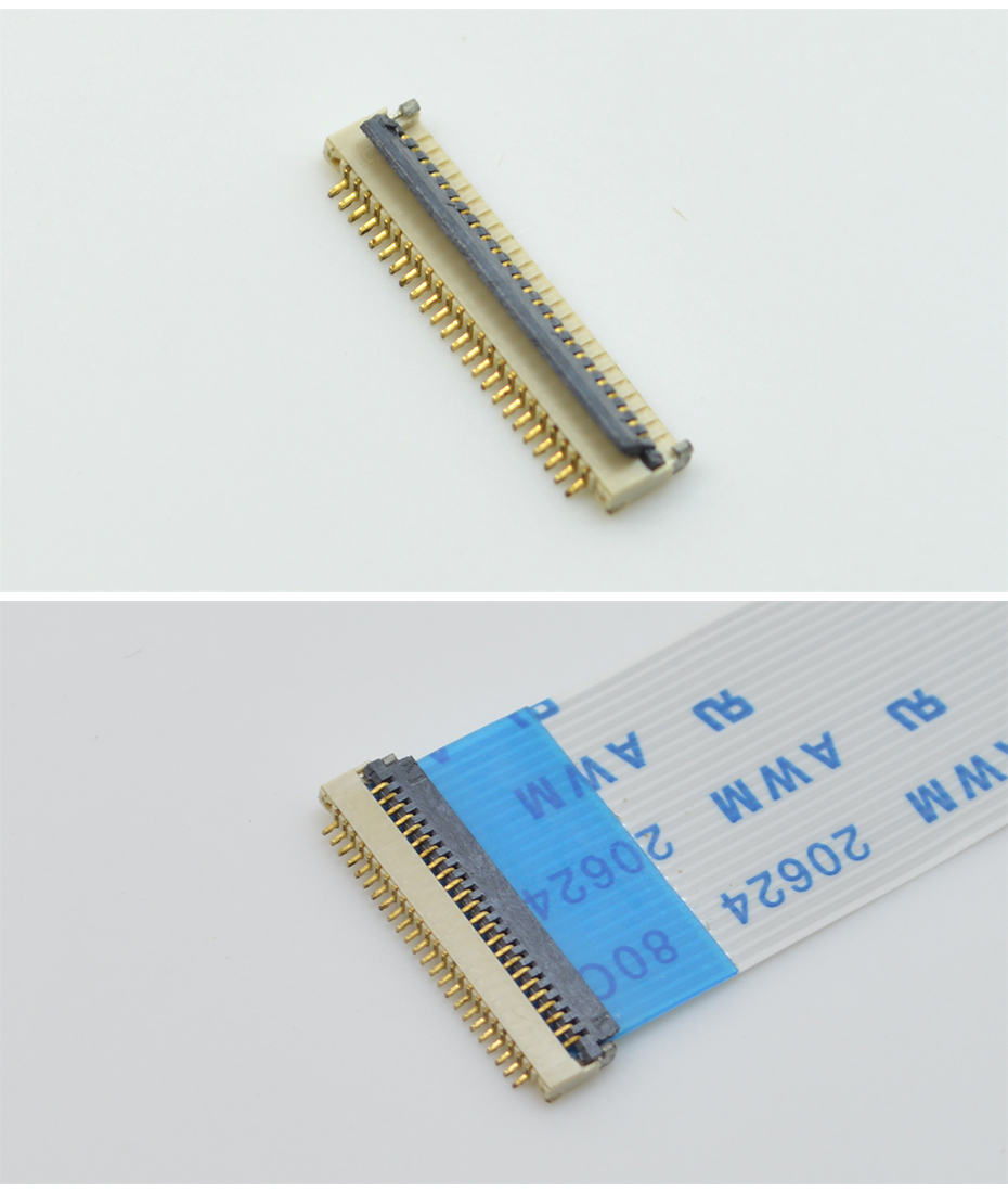 FPC0.5MM间距6P/8/10/12/24/30/40PIN针镀金 H1.0MM超薄FFC连接器,宏利